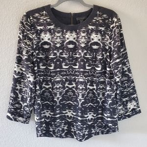 J Crew blurred Ikat print wool blend blouse